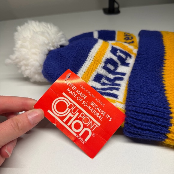 Vtg Deadstock 80’s 90’s NAPA Auto Parts Knit Winter Pom Beanie Hat Cap - Picture 2 of 5